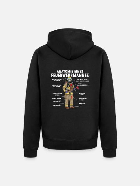 Anatomie eines Feuerwehrmannes - Unisex Premium Bio Zip Hoodie - Schwarz