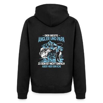 Bester Angler Und Papa Zu Sein Ist Nicht Einfach - Unisex Premium Bio Zip Hoodie - Schwarz - Hinten - Nico (187cm)