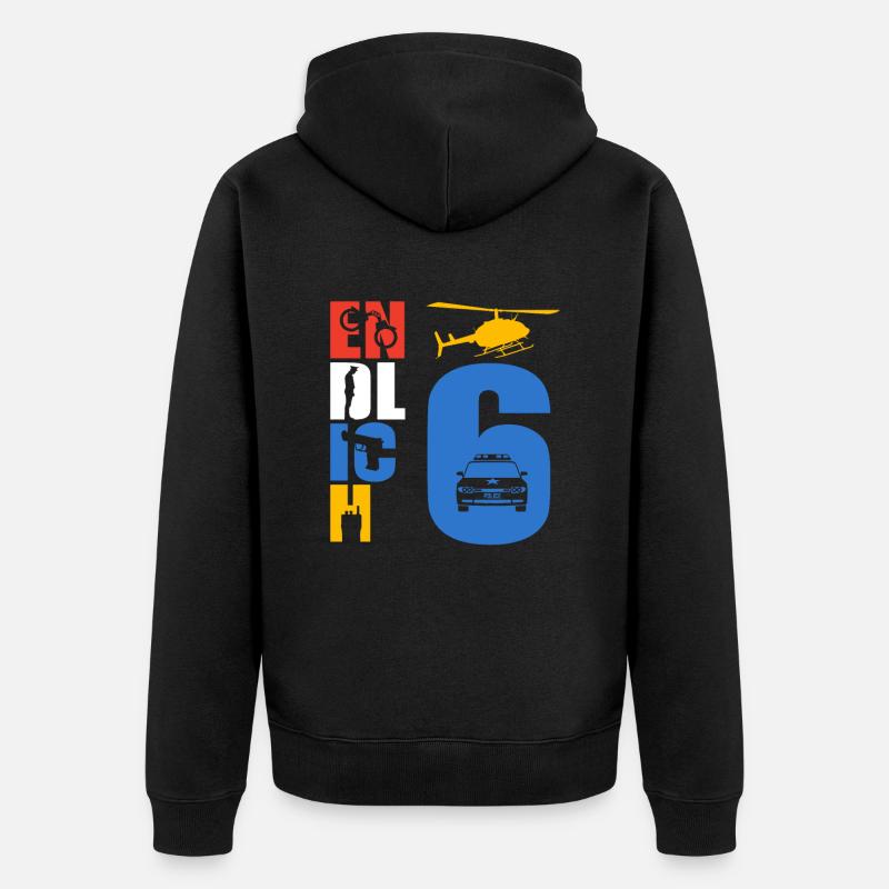 Endlich 6 Polizei - Unisex Premium Bio Zip Hoodie - Schwarz