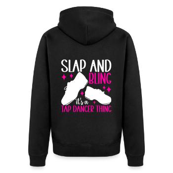 Stepptanz Stepptänzer - Unisex Premium Bio Zip Hoodie - Schwarz - Hinten - Nico (187cm)