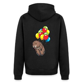 Bisamratte - Unisex Premium Bio Zip Hoodie - Schwarz - Hinten - Nico (187cm)