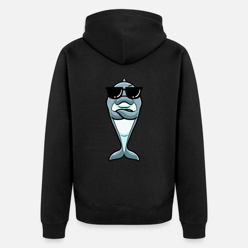 Émoticône de dauphin - Veste à capuche bio Premium Unisexe - noir