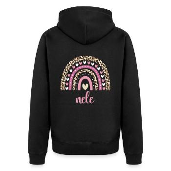 Nele Regenbogen Name Geburtstag Nele - Unisex Premium Bio Zip Hoodie - Schwarz - Hinten - Nico (187cm)
