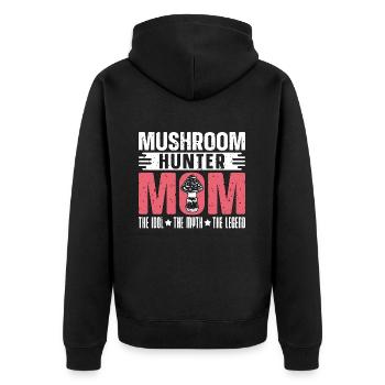 Mushroom Hunter Mom The Idol The Myth Mycologist - Unisex Premium Bio Zip Hoodie - Schwarz - Hinten - Nico (187cm)