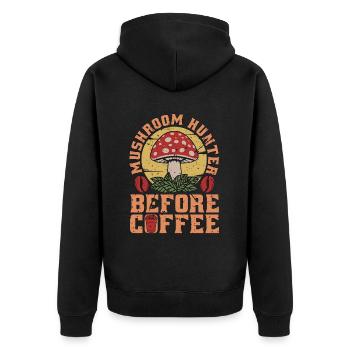 Mushroom Hunter Before Mushrooming Coffee Lover - Unisex Premium Organic Zip Hoodie - black - Back - Nico (187cm)
