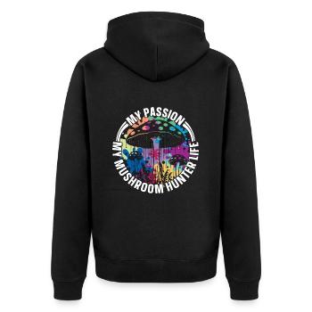 Chasseur de champignons Ma passion Ma cueillette de champignons - Veste à capuche bio Premium Unisexe - noir - Dos - Nico (187cm)