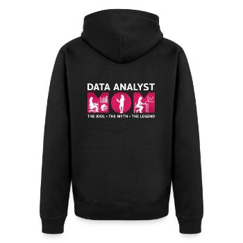 Analyste de données Maman L’idole Le mythe Le programmeur - Veste à capuche bio Premium Unisexe - noir - Dos - Nico (187cm)