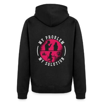 Data Analyst My Problem My Solution Pictogram Mom - Unisex Premium Bio Zip Hoodie - Schwarz - Hinten - Nico (187cm)