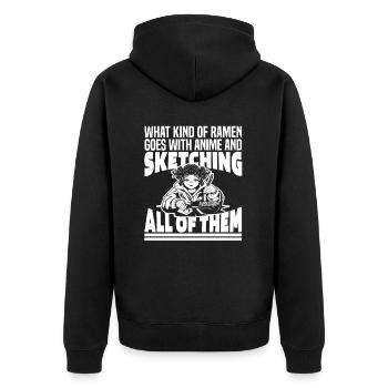 Anime Manga Anime Girl - Unisex Premium Bio Zip Hoodie - Schwarz - Hinten - Nico (187cm)
