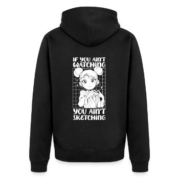 Anime Manga Anime Girl - Unisex Premium Bio Zip Hoodie - Schwarz - Hinten - Nico (187cm)