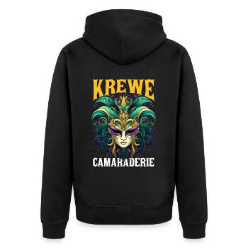 Krewe Camaraderie Mardi Gras Mask Carnival - Unisex Premium Bio Zip Hoodie - Schwarz - Hinten - Nico (187cm)