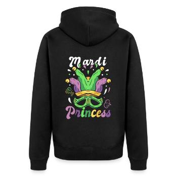 Cute Mardi Gras Princess Carnival Mask Parade - Unisex Premium Bio Zip Hoodie - Schwarz - Hinten - Nico (187cm)