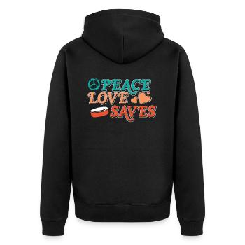 Eishockey Torwart Peace Love Hockey - Unisex Premium Organic Zip Hoodie - black - Back - Nico (187cm)