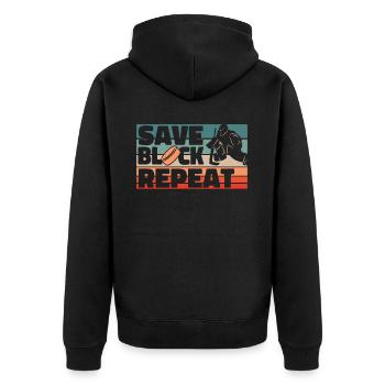 Eishockey Torwart - Unisex Premium Bio Zip Hoodie - Schwarz - Hinten - Nico (187cm)