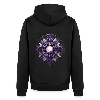 Mond Mandala Design Ästhetisches Spirituelles - Unisex Premium Bio Zip Hoodie - Schwarz - Hinten - Nico (187cm)