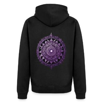 Mandala Design Ästhetisches Muster Spirituelles - Unisex Premium Bio Zip Hoodie - Schwarz - Hinten - Nico (187cm)