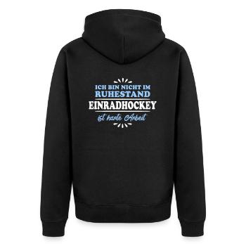 Pensionné Retraité Retraité Monocycle Hockey - Veste à capuche bio Premium Unisexe - noir - Dos - Nico (187cm)