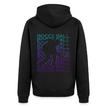 Boccia-Spieler Retro - Unisex Premium Bio Zip Hoodie - Schwarz - Hinten - Nico (187cm)