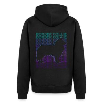 Border Collie Chien Rétro - Veste à capuche bio Premium Unisexe - noir - Dos - Nico (187cm)