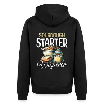 Sauerteig Flüsterer - Unisex Premium Bio Zip Hoodie - Schwarz - Hinten - Nico (187cm)