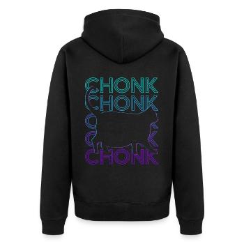 Chonk Katze Meme Retro - Unisex Premium Bio Zip Hoodie - Schwarz - Hinten - Nico (187cm)