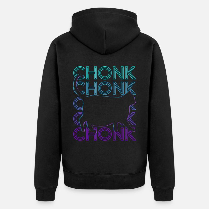 Chonk Katze Meme Retro - Unisex Premium Bio Zip Hoodie - Schwarz