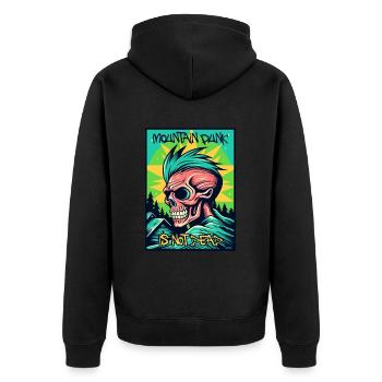 Berg Punk ist nicht tot: Totenkopf, Zombie-Punk - Unisex Premium Bio Zip Hoodie - Schwarz - Hinten - Nico (187cm)
