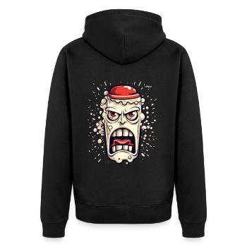 Une bouteille de lait de dessin animé en colère drôle - Veste à capuche bio Premium Unisexe - noir - Dos - Nico (187cm)