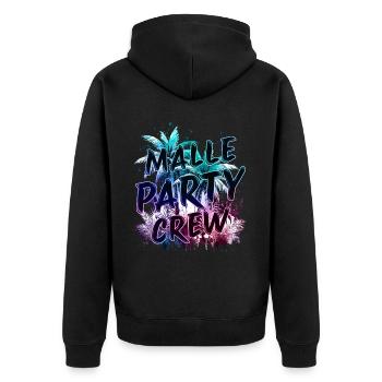 Malle Party Crew - Unisex Premium Bio Zip Hoodie - Schwarz - Hinten - Nico (187cm)