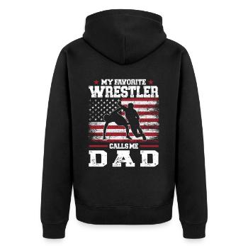 Wrestling Dad Wrestler Männer Vatertag - Unisex Premium Bio Zip Hoodie - Schwarz - Hinten - Nico (187cm)