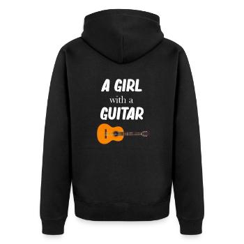 Ein Mädchen Mit Einer Gitarre Gitarristin - Unisex Premium Bio Zip Hoodie - Schwarz - Hinten - Nico (187cm)