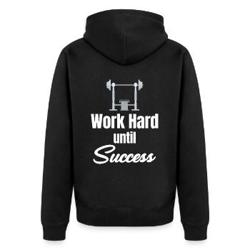 Working Hard To Succeed Fitness Enthusiasts - Unisex Premium Organic Zip Hoodie - black - Back - Nico (187cm)
