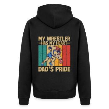 Wrestling Dad Wrestler Männer Vatertag - Unisex Premium Bio Zip Hoodie - Schwarz - Hinten - Nico (187cm)