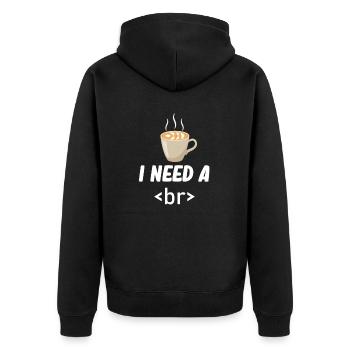 I need a fun coffee break - Unisex Premium Organic Zip Hoodie - black - Back - Nico (187cm)