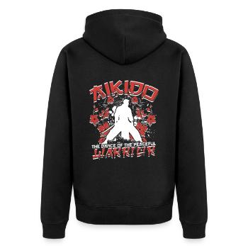 Aikido The Dance Of The Peaceful Warrior Aikidoka - Unisex Premium Organic Zip Hoodie - black - Back - Nico (187cm)