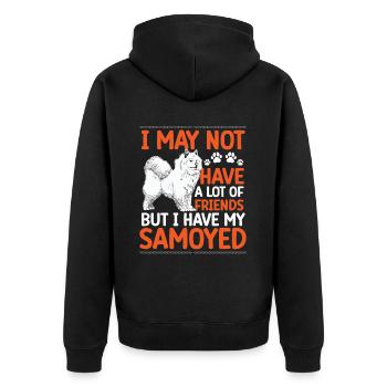 Samojede ist mein Freund Schlittenhund - Unisex Premium Bio Zip Hoodie - Schwarz - Hinten - Nico (187cm)
