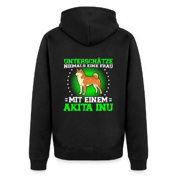 Akita Inu Femme japonaise avec Akita Inu - Veste à capuche bio Premium Unisexe - noir - Dos - Nico (187cm)