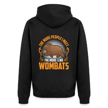 Wombat mehr mögen Beuteltier Wombat - Unisex Premium Bio Zip Hoodie - Schwarz - Hinten - Nico (187cm)