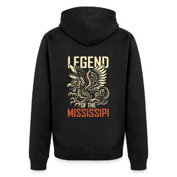 Piasa Vogel Fabelwesen Folklore Urban Legend - Unisex Premium Bio Zip Hoodie - Schwarz - Hinten - Nico (187cm)