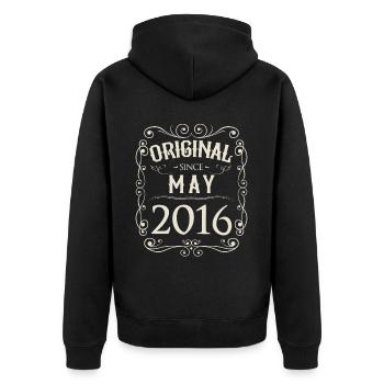 Vintage - Original since May 2016 Birthday - Unisex Premium Organic Zip Hoodie - black - Back - Nico (187cm)