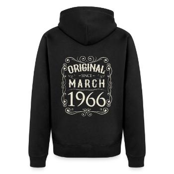 Vintage - Original since März 1966 Geburtstag - Unisex Premium Bio Zip Hoodie - Schwarz - Hinten - Nico (187cm)