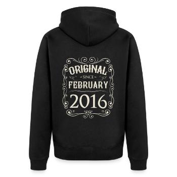 Vintage - Original since February 2016 Birthday - Unisex Premium Organic Zip Hoodie - black - Back - Nico (187cm)