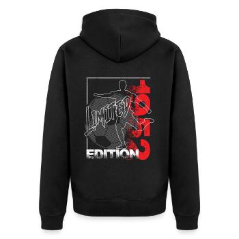 Limited Edition 1952 Limited Edition Fußball - Unisex Premium Bio Zip Hoodie - Schwarz - Hinten - Nico (187cm)