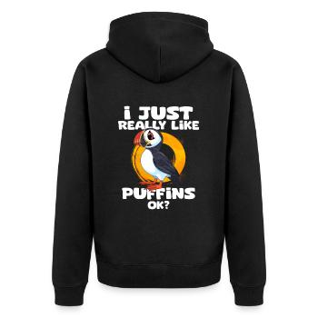 Gift for Atlantic Puffins - Unisex Premium Organic Zip Hoodie - black - Back - Nico (187cm)