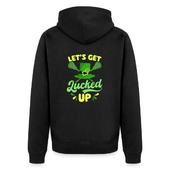 Lacrosse St. Patricks Day Glück haben - Unisex Premium Bio Zip Hoodie - Schwarz - Hinten - Nico (187cm)