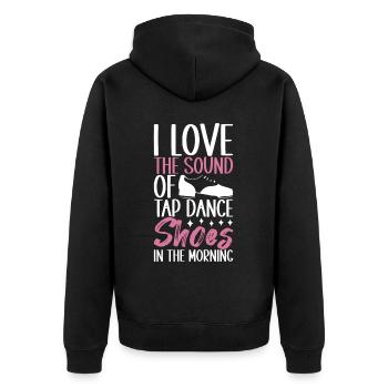 Stepptanz Stepptänzer - Unisex Premium Bio Zip Hoodie - Schwarz - Hinten - Nico (187cm)