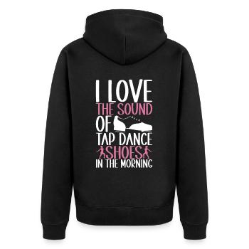Stepptanz Stepptänzer - Unisex Premium Bio Zip Hoodie - Schwarz - Hinten - Nico (187cm)