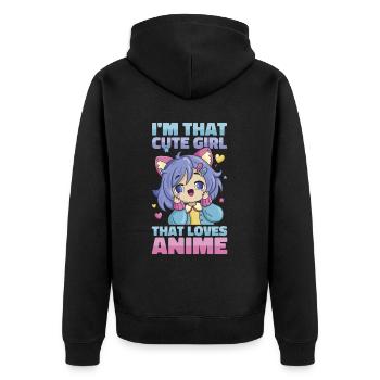Anime Manga Anime Fille - Veste à capuche bio Premium Unisexe - noir - Dos - Nico (187cm)