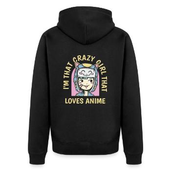Anime Manga Anime Girl - Unisex Premium Bio Zip Hoodie - Schwarz - Hinten - Nico (187cm)