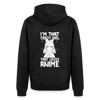 Anime Manga Anime Girl - Unisex Premium Bio Zip Hoodie - Schwarz - Hinten - Nico (187cm)